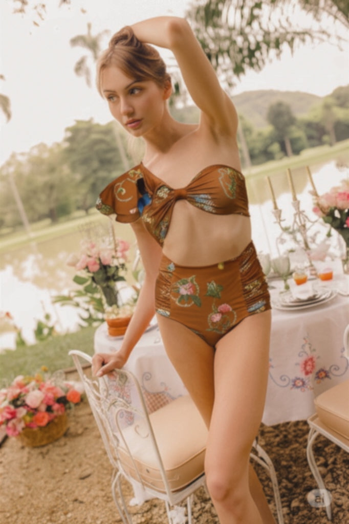 Deep Tea Marquise Bikini Top